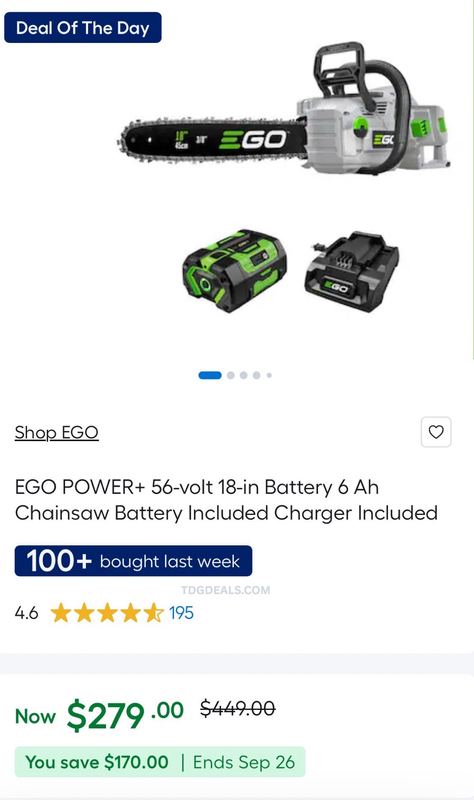 EGO CHAINSAW KIT — SAVE $170