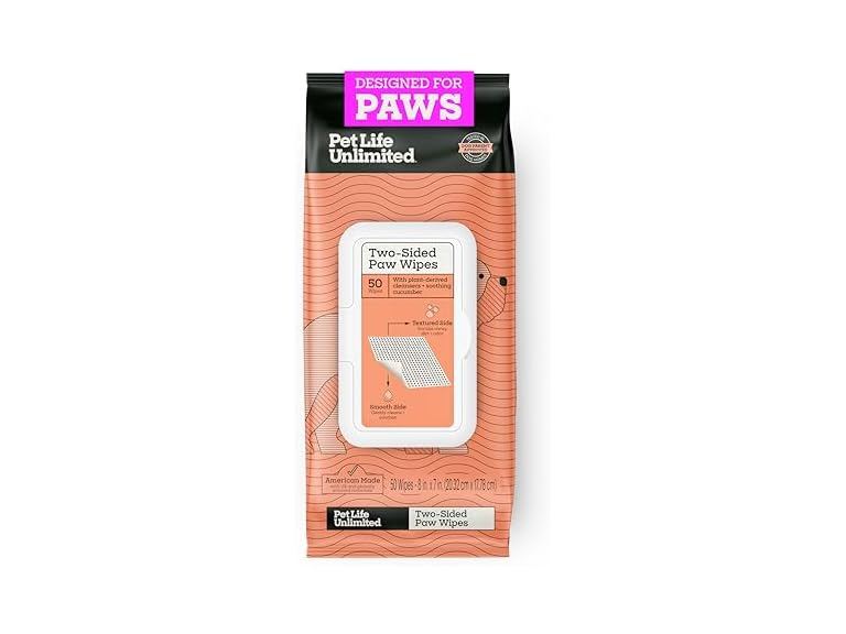 Pet Life Unlimited Dog Paw Wipes, Unscented, 50 Count