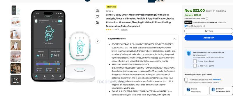 SENSE-U BABY MONITOR CLEARANCE