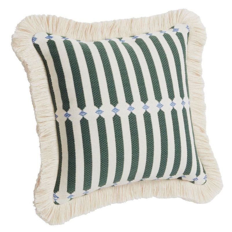 Hampton Bay - 20 in. x 20 in. Woven Outdoor Patio Throw Pillow in Endive Stripe