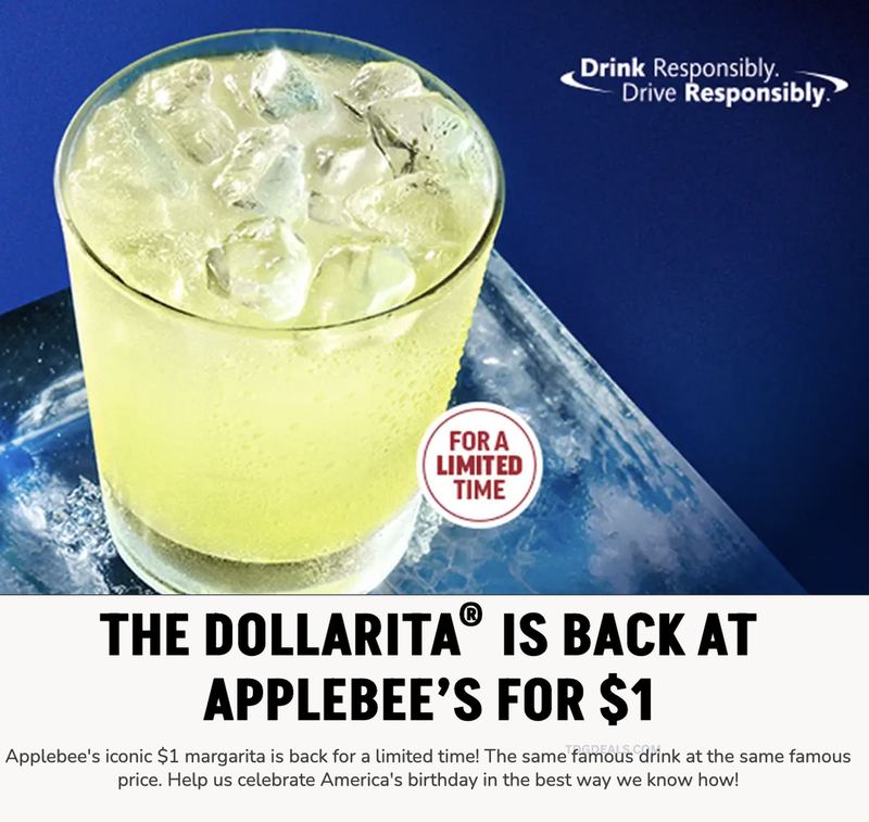 21+ - $1 DOLLARITAS ARE BACK @ APPLEBEE’S