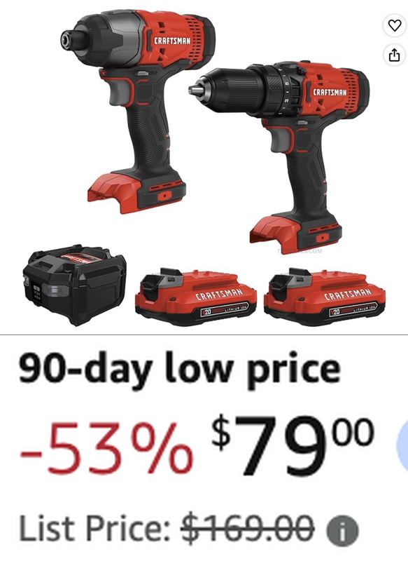 🔥  $169 CRAFTSMAN V20 DRILL AND IMPACT DRIVER SET NOW $79