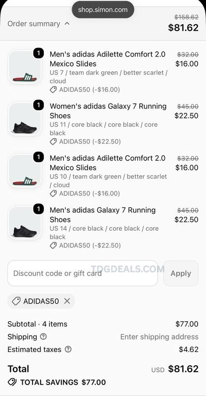 ADIDAS SALE + EXTRA 50% OFF AT SHOPSIMON!
