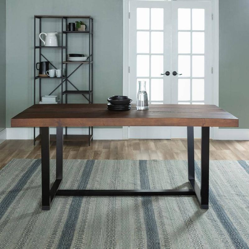 Walker Edison Furniture Company - Durango 72 in. Mahogany Rustic Urban Industrial Farmhouse Distressed Solid Wood Dining Table