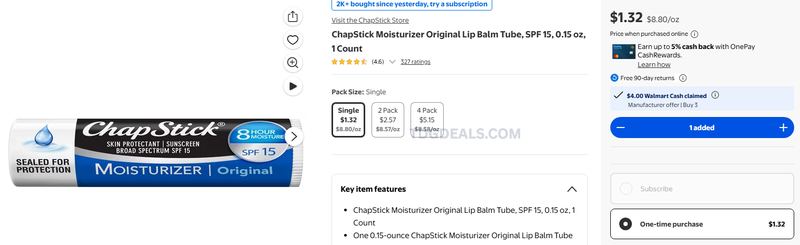 CHAPSTICK LIP BALM — $1.43 WITH $4 CASH BACK