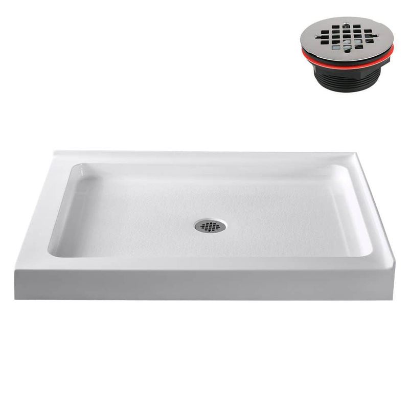 Streamline - GB-603-416 48 in. x 36 in. Corner Acrylic Shower Base in Glossy White With Center Drain, Drain Included