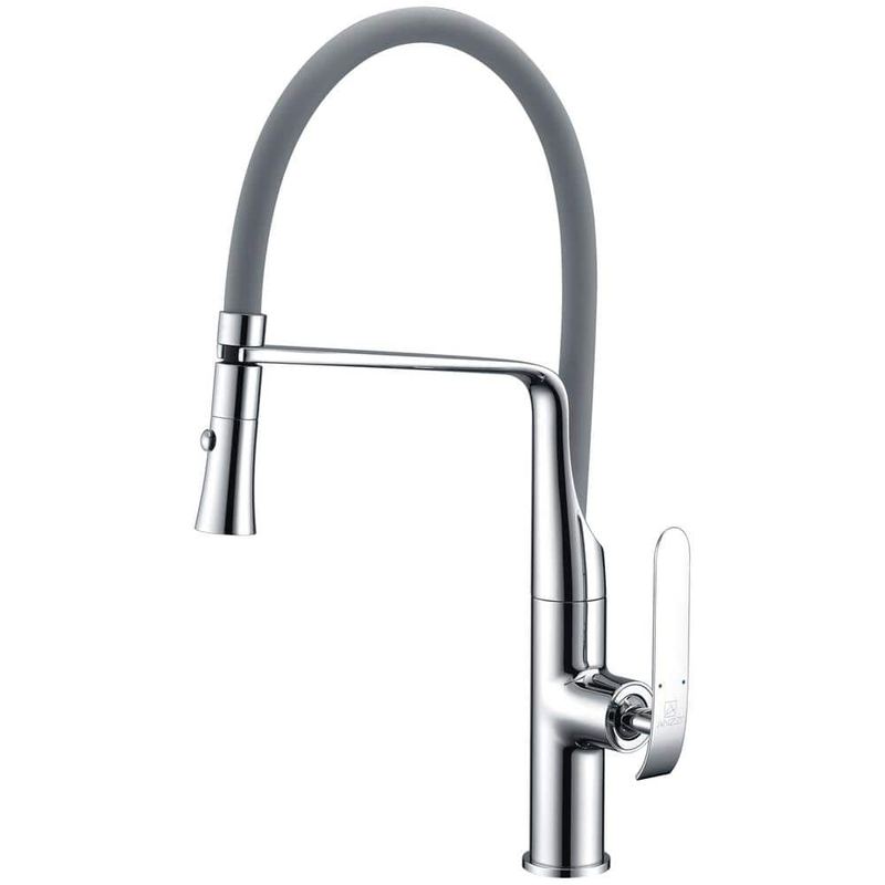ANZZI - Accent Single-Handle 180 Degree Spout Swivel Pull-Down Sprayer 8.86 in Kitchen Faucet in Polished Chrome