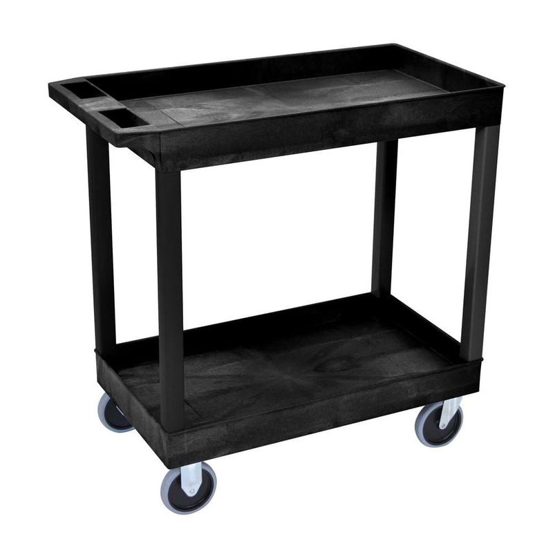 H Wilson - Heavy Duty EC Series 18 W x 35 in. 2-Tub Shelf Utility Cart, Black