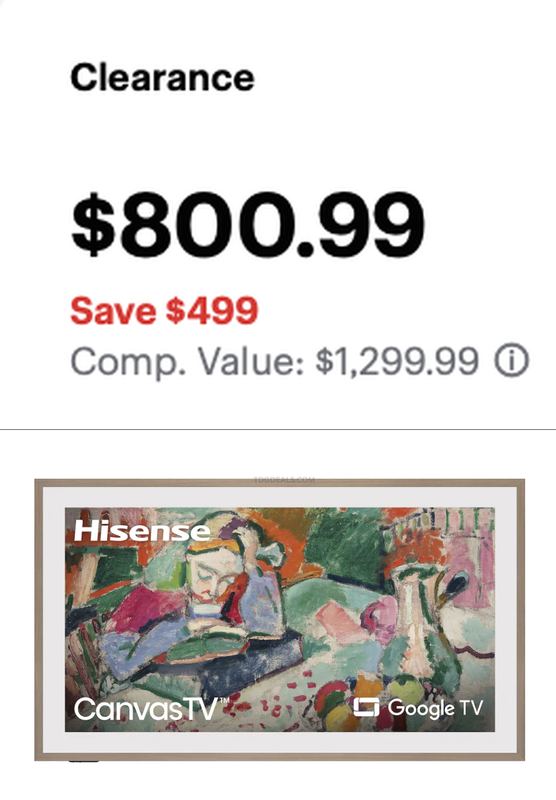 HISENSE CANVAS TV DROPPED TO $800.99 🤩
