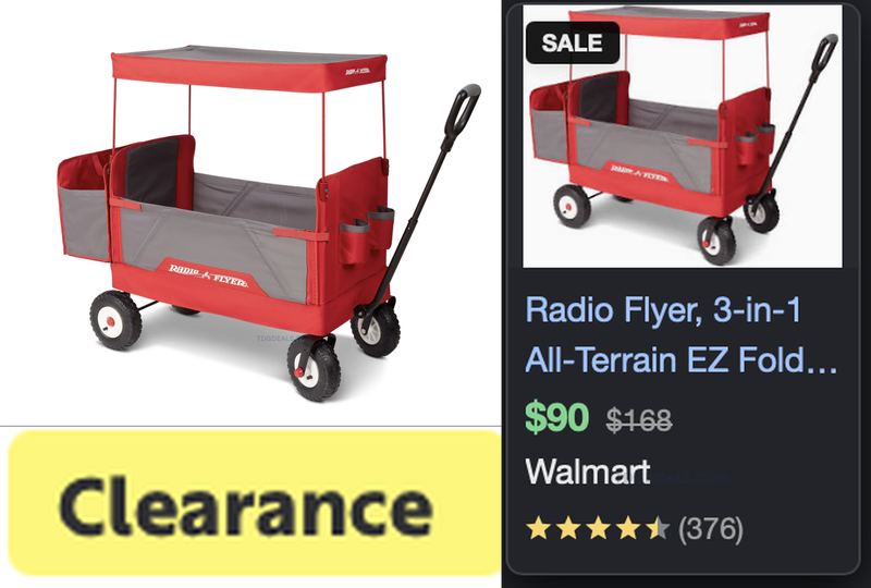 $168 RADIO FLYER EZ FOLD WAGON FOR $90