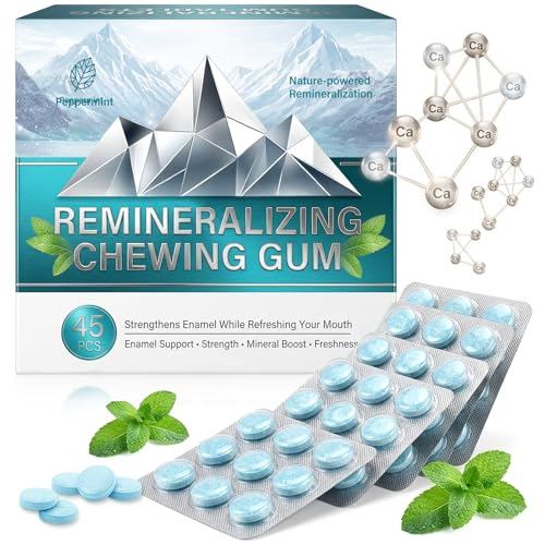 Remineralizing Chewing Gum, Nano Hydroxyapatite & Xylitol for Enamel Support, Sugar-Free Chewing Gum for Enamel Repair, Teeth Cleaning & Breath Freshening, 45Pcs