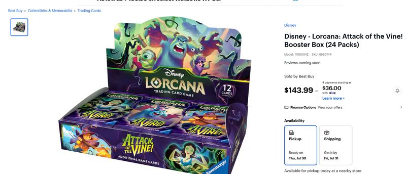 DISNEY LORCANA BOOSTER BOX — $143.99