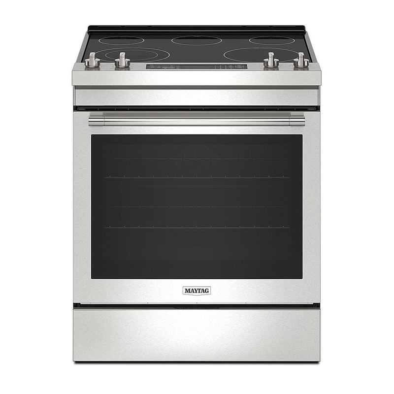 Maytag - 30 in. Wide 5 element 6.4 cu. ft. Slide-In Electric Range with Air Fry - Stainless Steel