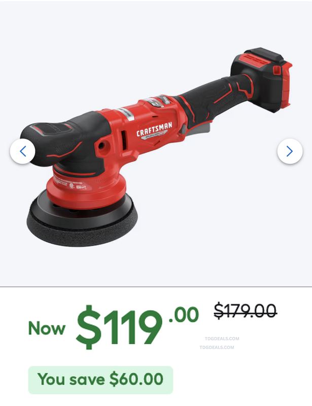$179 CRAFTSMAN V20 5-IN DA POLISHER NOW $119 🔥