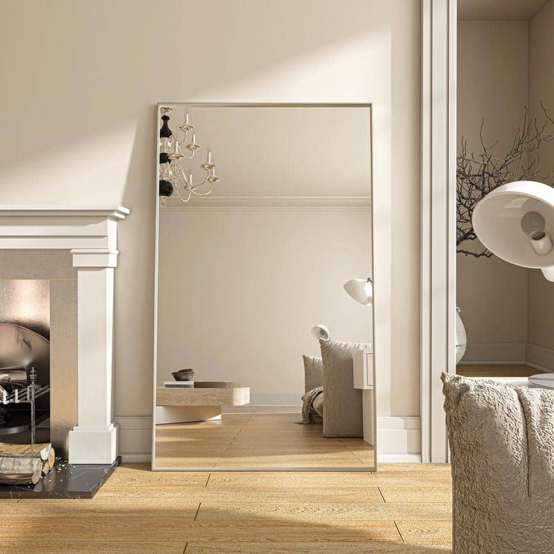 ORGANNICE - 36 in. W x 60 in. H Rectangle Framed Silver Tempered Glass Wall-mounted Full-Length Mirror
