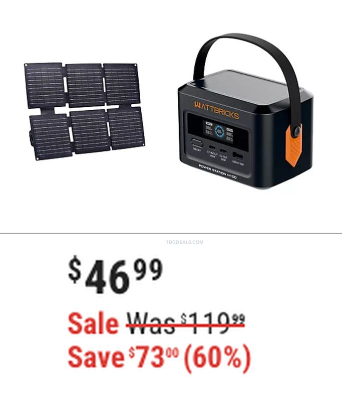 $119.99 WATTBRICKS 120W POWER STATION + SOLAR FOR $46.99