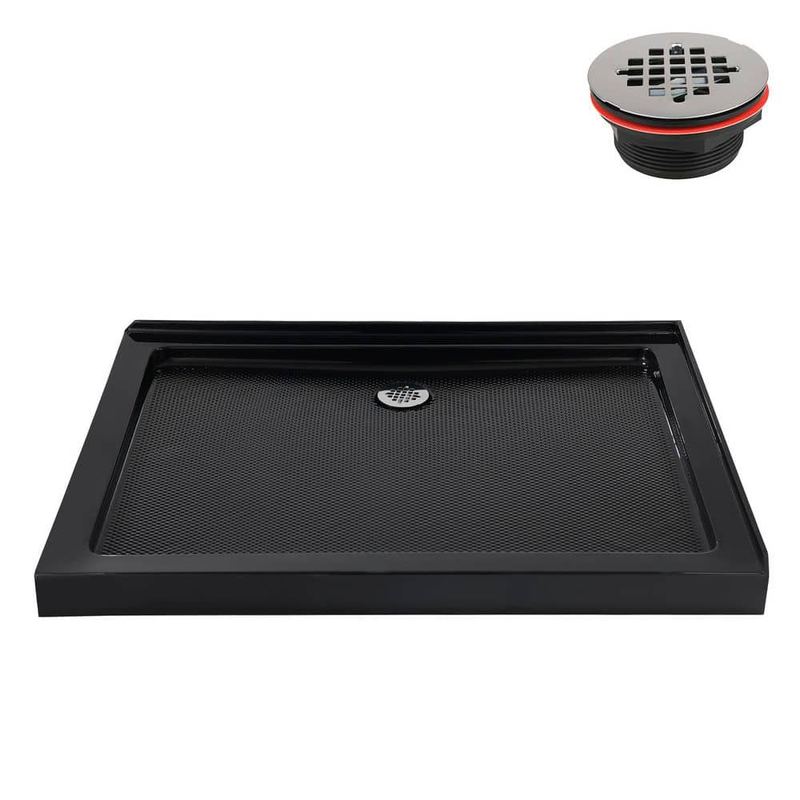 Streamline - 42 in. x 34 in. Corner Acrylic Shower Pan Base in Glossy Black with Left Drain Included