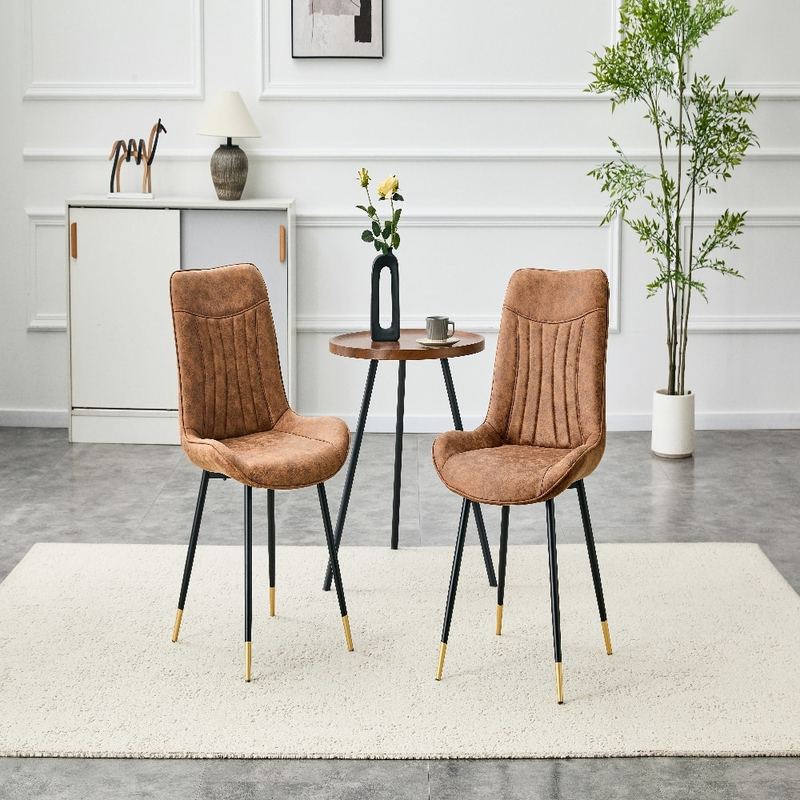 Loheer - Tech Fabric Dining Chairs Set of 2 Modern High Back - Brown