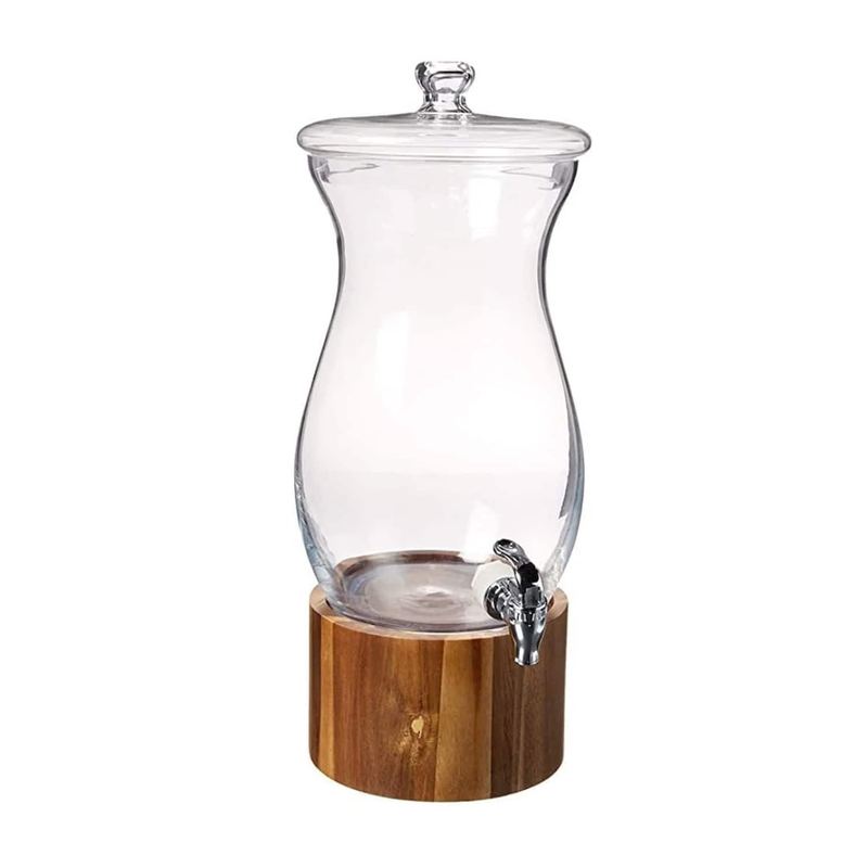Style Setter - Glass Beverage Dispenser 206.25 OZ. with Wooden Base - Clear