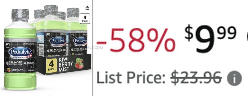 $9.99 PEDIALYTE ADVANCEDCARE PLUS 4-PACK