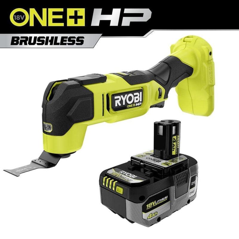RYOBI - ONE+ HP 18V Brushless Cordless Oscillating Multi-Tool with 4.0 Ah HIGH PERFORMANCE Battery