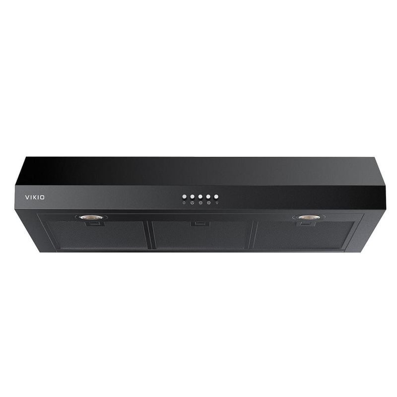 VIKIO - 30 in. 600 CFM Ducted Under Cabinet Range Hood in Black Stainless Steel with 3-Way Venting, LED Lights and Dual Motor