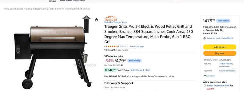 Traeger Pro 34 Pellet Grill is down to just $479.99 (Reg. $729.99) on Amazon — a new 365-day low.