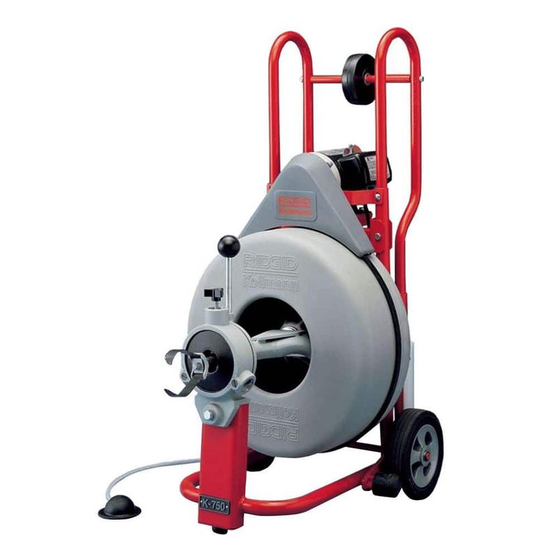 RIDGID - K-750 Drain-Cleaning Machine with C-75 Cable with 2 in. 3 in. and 4 in. Double Cutter 1 3/4 in. Spade Cutter, and Gloves