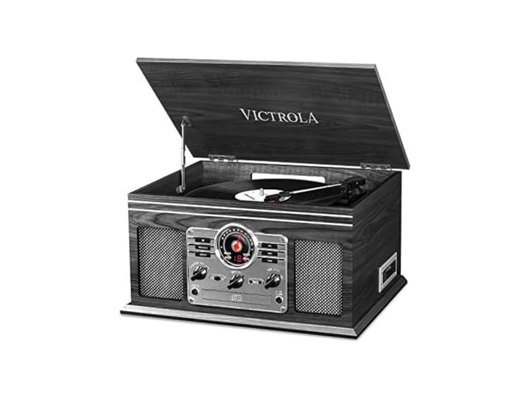 70% OFF: (NEW) Victrola The Quincy 6-in-1 Bluetooth Record Player, Grey