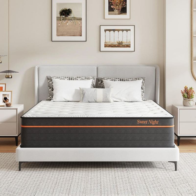 Sweetnight - Comfort King Medium Memory Foam Hybrid Individually Wrapped Innerspring 16 in. Bed-in-a-Box Mattress