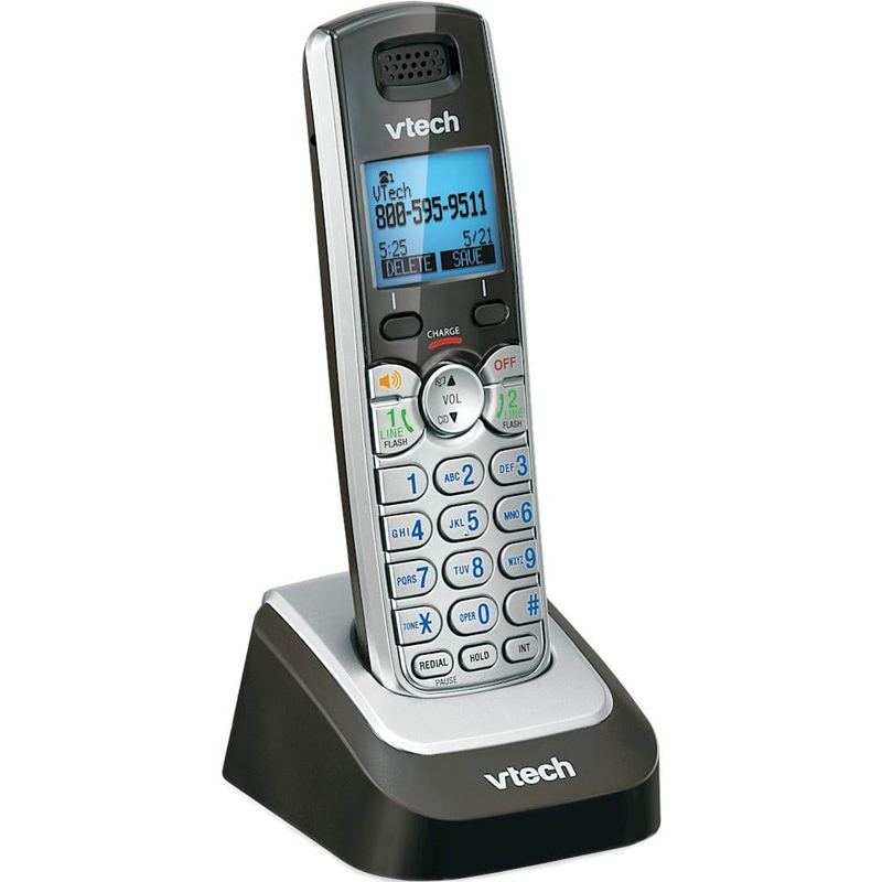 VTech - DS6101 DECT 6.0 Cordless Expansion Handset for Expandable Phone System - Black/Silver