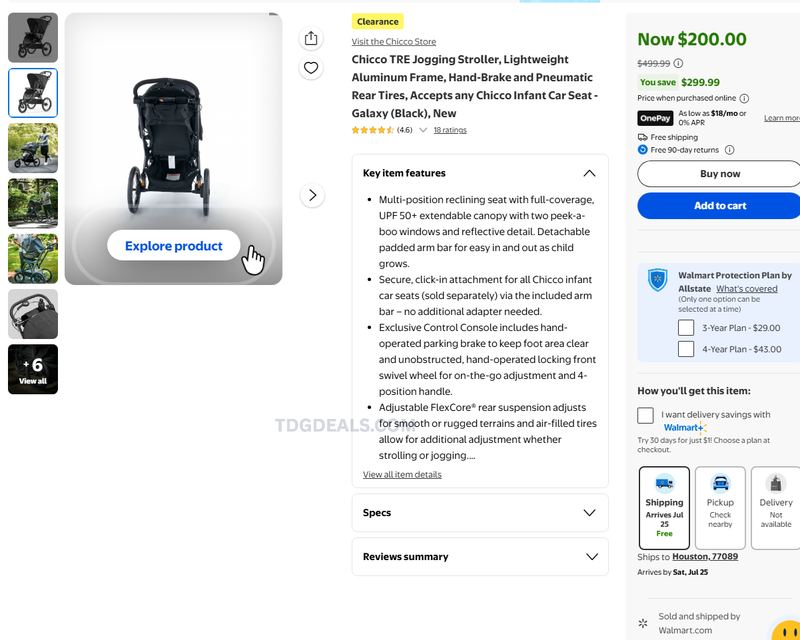 CHICCO TRE JOGGING STROLLER — $200.00