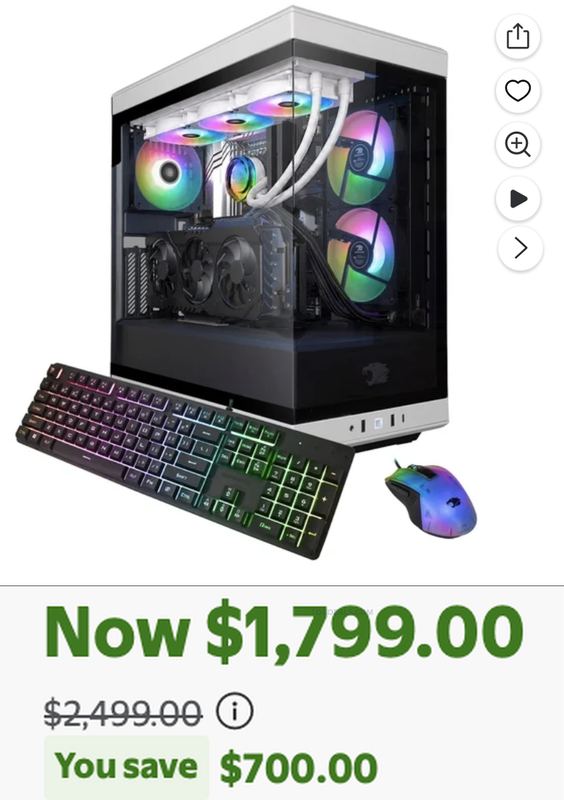 $2,499 IBUYPOWER Y40 GAMING PC DESKTOP NOW $1,799