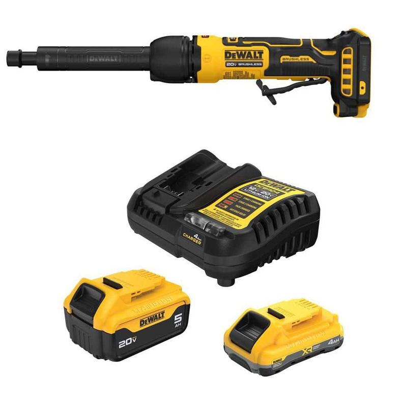 DEWALT - ATOMIC 20V MAX Lithium-Ion Cordless Extended Reach Die Grinder with Paddle Switch with 4 Ah, 5 Ah Batteries and Charger