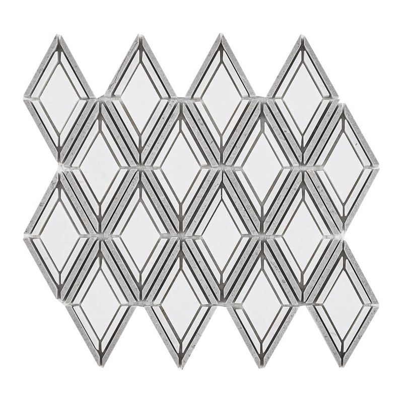 Daltile - Premier Elegance Gray White Diamond 11-1/2 in. x 12-5/16 in. Marble Mosaic Tile (6.9 sq. ft./Case)