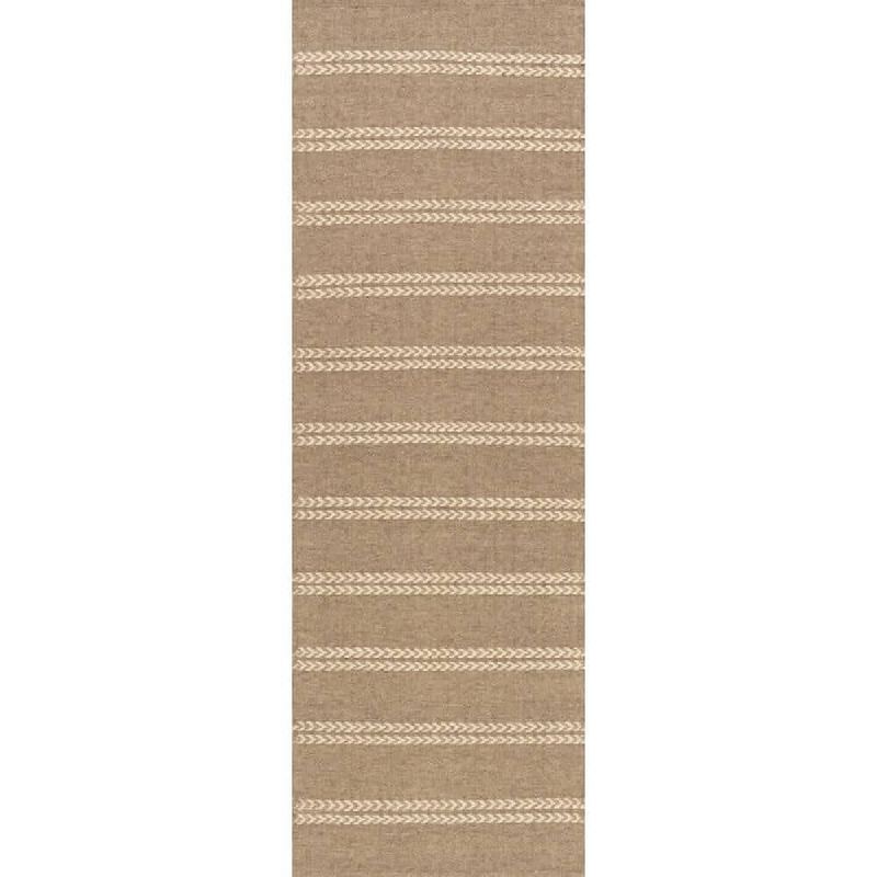 RUGS USA - Nate Berkus x Rugs York Striped Wool Cozy Brown 3 ft. x 8 ft. Indoor Runner Rug