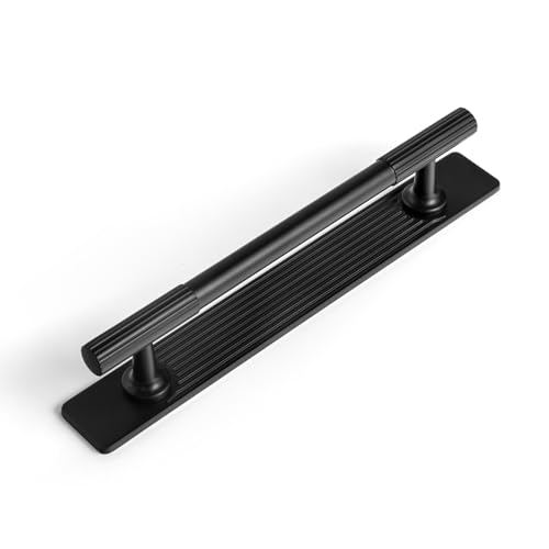 Goo-Ki Black Zinc Alloy Cabinet Handle with Backplate - 5''(128mm) Hole Center Cabinet Pull Hardware for Bedroom, Kitchen, 2 Pack(9596-G)