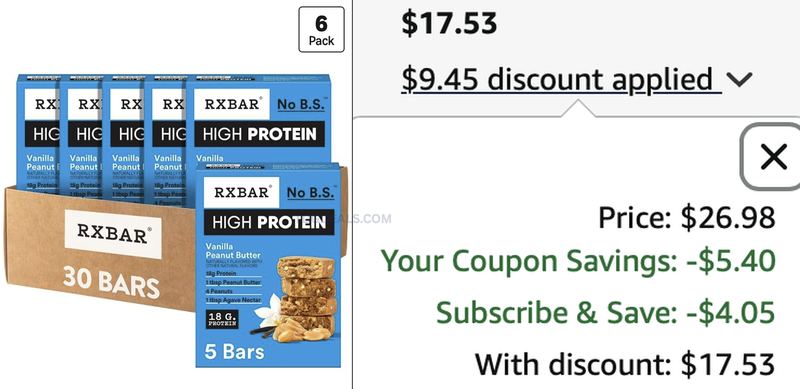 AS LOW AS $17.53 🚨 $65.94 RXBAR HIGH PROTEIN 30-BAR BOX