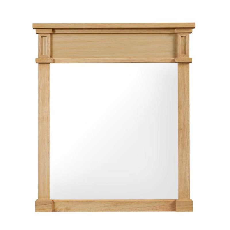 TJAmerican - Diana 26in. W x 30 in. H Rectangular Wood Framed Wall Mounted Bathroom Vanity Mirror in Natural Wood Finish