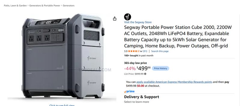 SEGWAY CUBE 2000 POWER STATION — $499.98