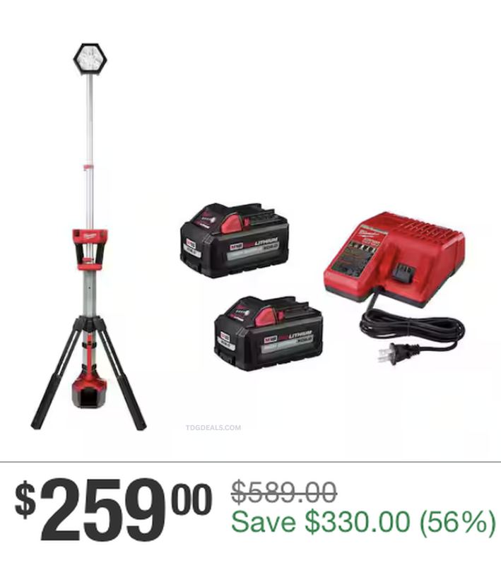 $589 MILWAUKEE M18 ROCKET DUAL POWER TOWER LIGHT NOW $259
