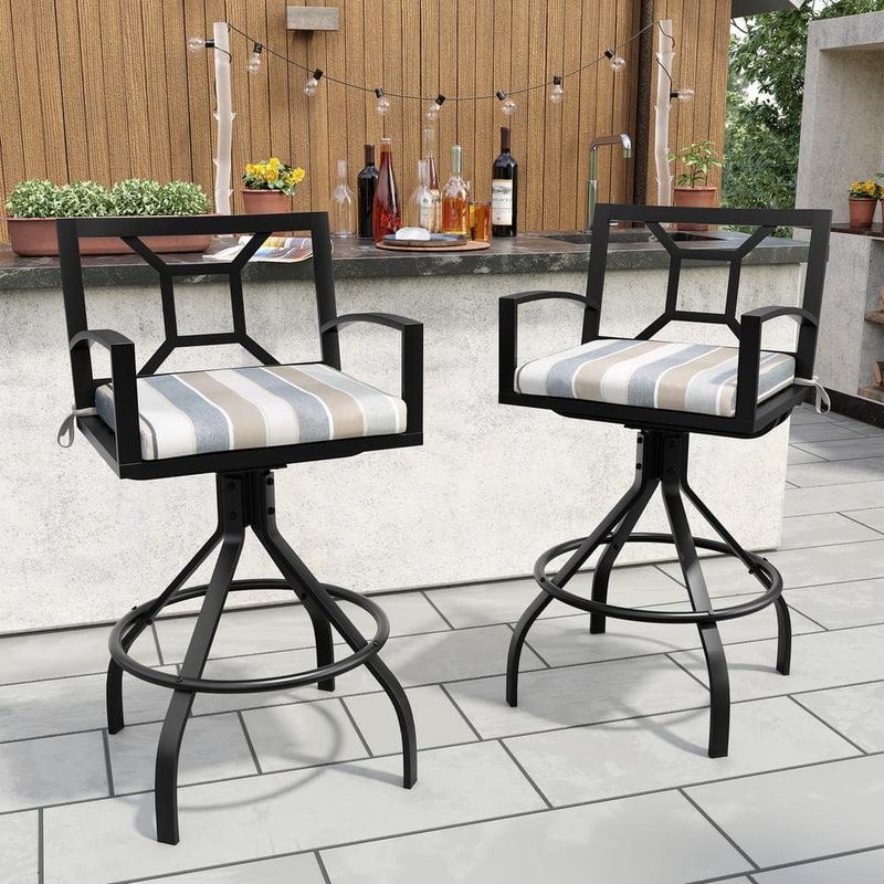 Crestlive Products - Swivel Aluminum Outdoor Bar Stool with Colored Sunbrella Cushion (2-Pack)