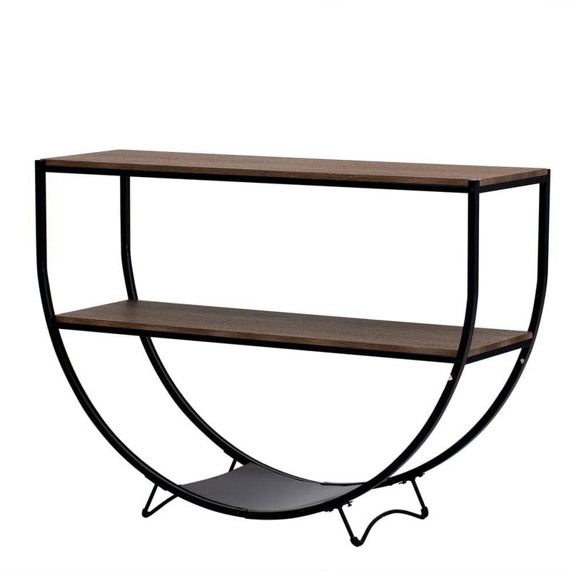 Polibi - 41.73 in. Brown/Black Rectangle Wood Top Console Table