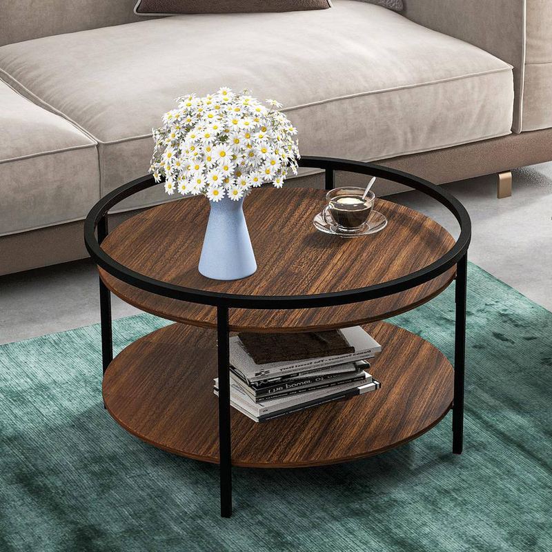 Seafuloy - 31.1 in. W Brown MDF Table Round Coffee Table