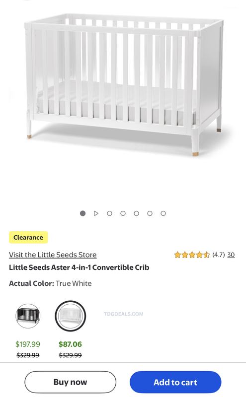 CLEARANCE: Little Seeds Aster 4-in-1 Convertible Crib (True White) - $87.06 at Walmart
