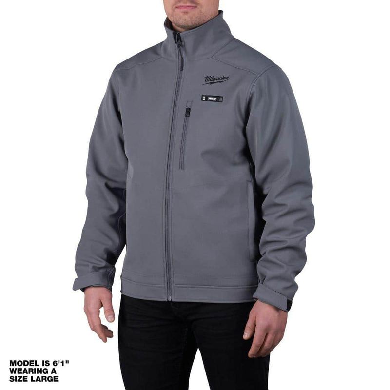 Milwaukee - Men's X-Large M12 12V Lithium-Ion Cordless TOUGHSHELL Gray Heated Jacket with (1) 3.0 Ah Battery and Charger