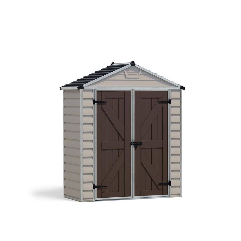 CANOPIA by PALRAM - SkyLight 6 ft. W x 3 ft. D Resin Plastic Outdoor Garden Storage Shed with Floor (18.3 sq. ft.) in Tan