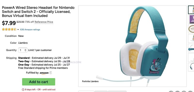 $7.99 POWERA FORTNITE WIRED HEADSET FOR NINTENDO SWITCH