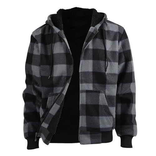 LeeHanTon Men's Heavyweight Full-Zip Fleece Lined Hoodie with Pockets Winter Coat Warm Casual Jacket