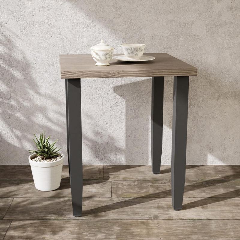 EAGLE PEAK - Wood Grain Square Metal Outdoor Side Table